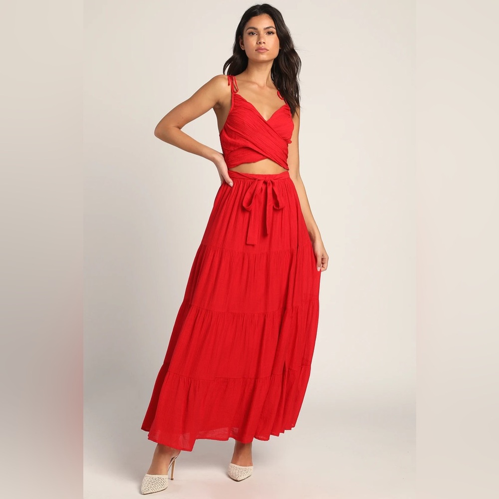 Lulu's Vibrant Red Maxi Dress